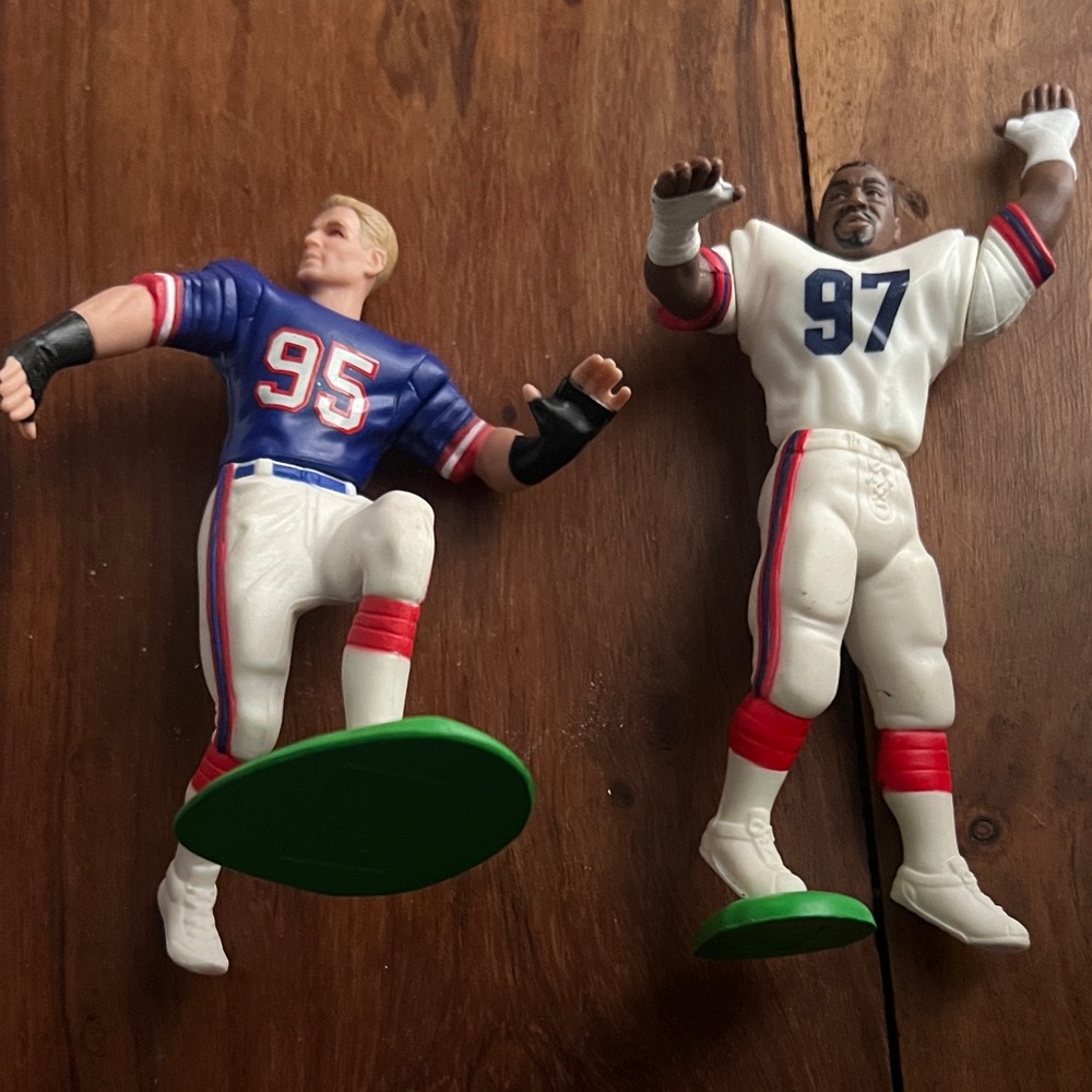 Football Action Figures with Red and Blue Jerseys for sale as is